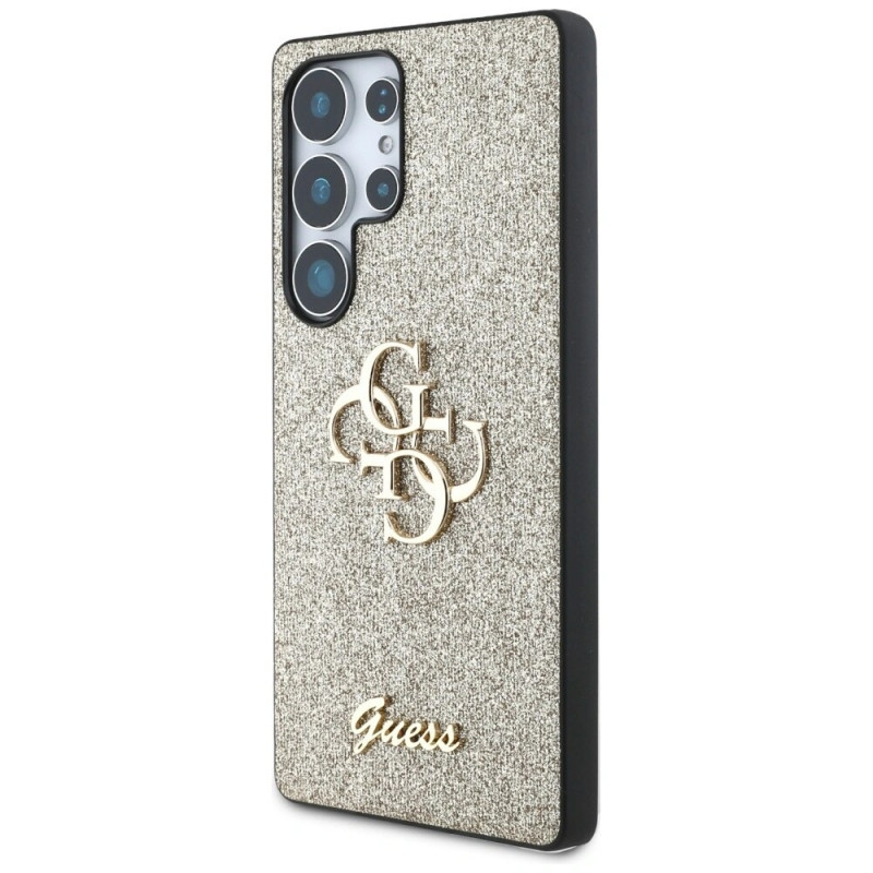 Θήκη Guess Fixed Glitter Big 4G Metal Logo σκληρή για Samsung Galaxy S25 Ultra, χρυσή
