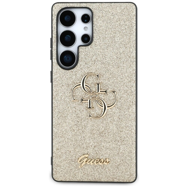 Θήκη Guess Fixed Glitter Big 4G Metal Logo σκληρή για Samsung Galaxy S25 Ultra, χρυσή