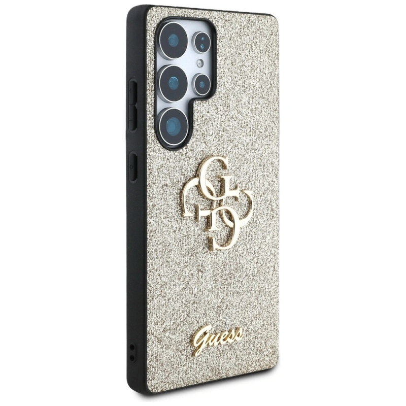 Θήκη Guess Fixed Glitter Big 4G Metal Logo σκληρή για Samsung Galaxy S25 Ultra, χρυσή