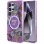 Θήκη MagSafe Guess Glitter Flowers Triangle Buttons για Samsung Galaxy S25 Ultra, μωβ