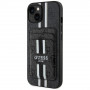 Θήκη Guess 4G Stripes MagSafe με πορτοφόλι για Apple iPhone 15, μαύρη