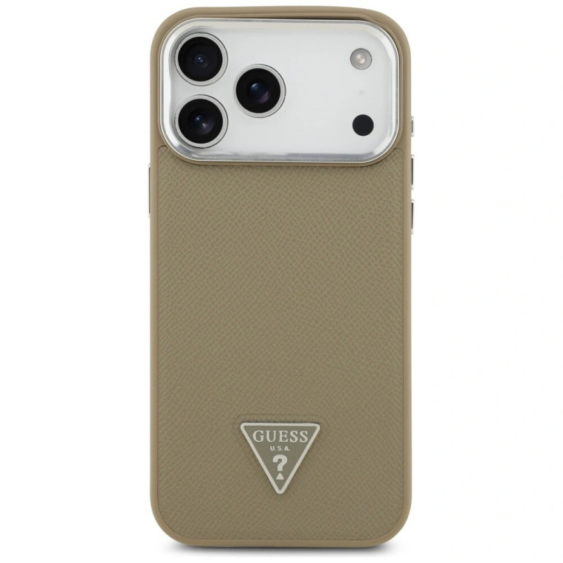 Θήκη Guess Grained Triangle Logo MagSafe για Apple iPhone 17 Pro Max, καφέ