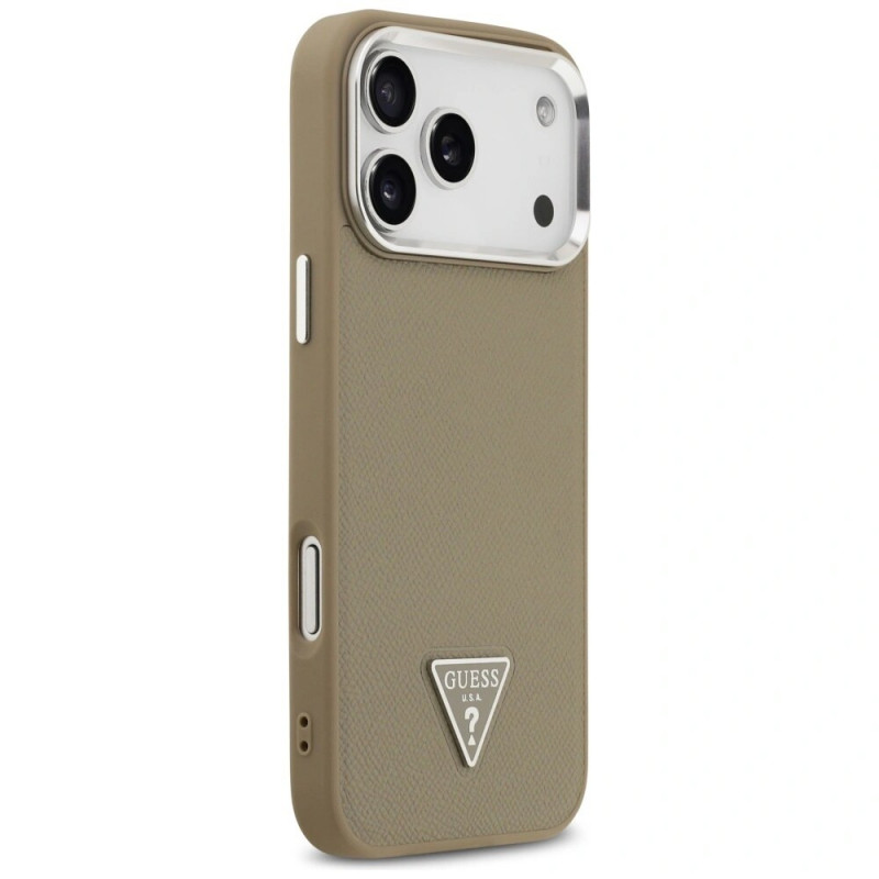 Θήκη Guess Grained Triangle Logo MagSafe για Apple iPhone 17 Pro Max, καφέ