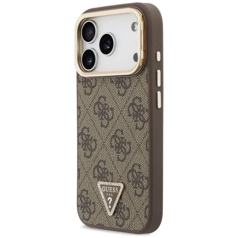 Θήκη Guess 4G PU Triangle Logo & Stand Camera MagSafe για Apple iPhone 18 Pro Max / 17 Pro Max, καφέ