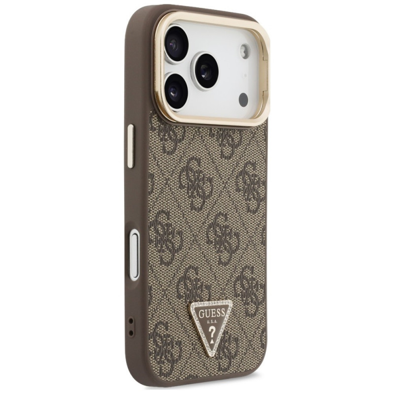 Θήκη Guess 4G PU Triangle Logo & Stand Camera MagSafe για Apple iPhone 18 Pro Max / 17 Pro Max, καφέ