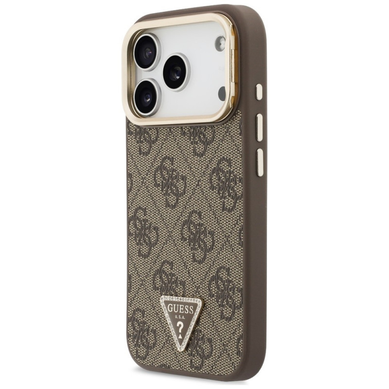 Θήκη MagSafe Guess 4G PU Triangle Logo & Stand Camera για Apple iPhone 18 Pro / 17 Pro, καφέ