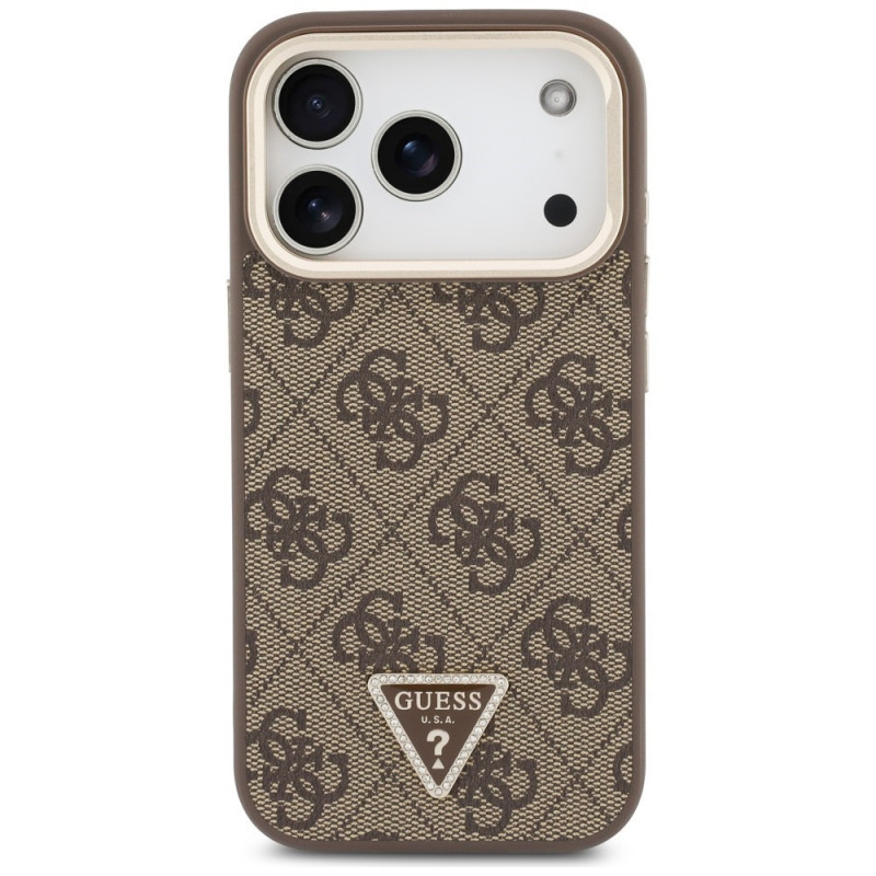 Θήκη MagSafe Guess 4G PU Triangle Logo & Stand Camera για Apple iPhone 18 Pro / 17 Pro, καφέ