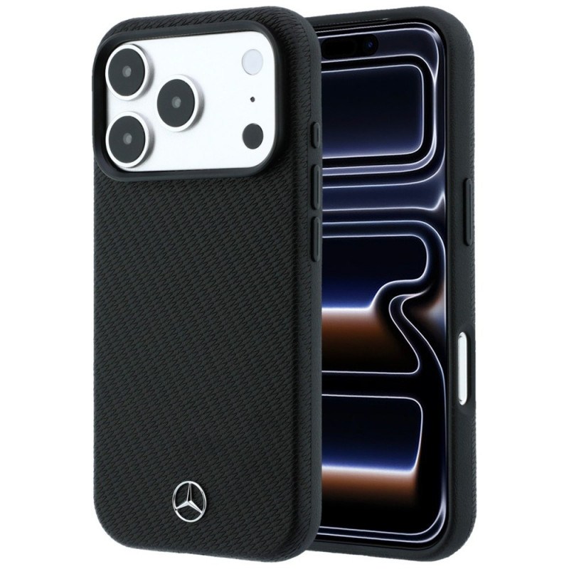 Θήκη Mercedes-Benz Grill Pattern και πορτοφόλι καρτών από δέρμα MagSafe για Apple iPhone 18 Pro Max / 17 Pro Max, μαύρη