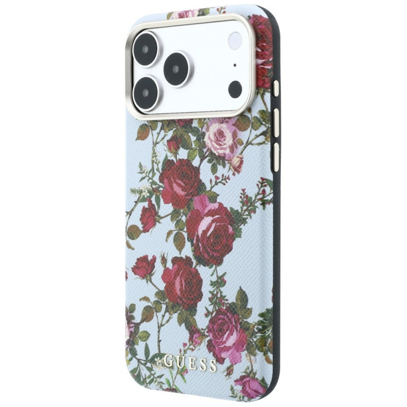Θήκη MagSafe Guess GUE6026 Blossom Roses Print για Apple iPhone 18 Pro / 17 Pro, μπλε