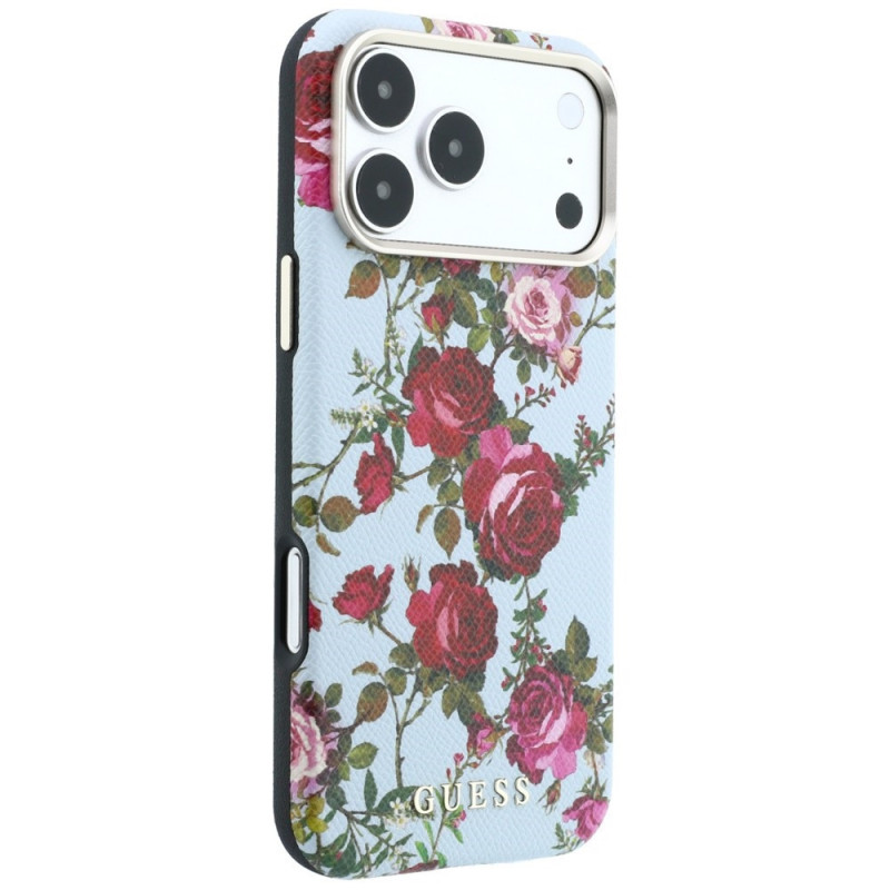 Θήκη MagSafe Guess GUE6026 Blossom Roses Print για Apple iPhone 18 Pro / 17 Pro, μπλε