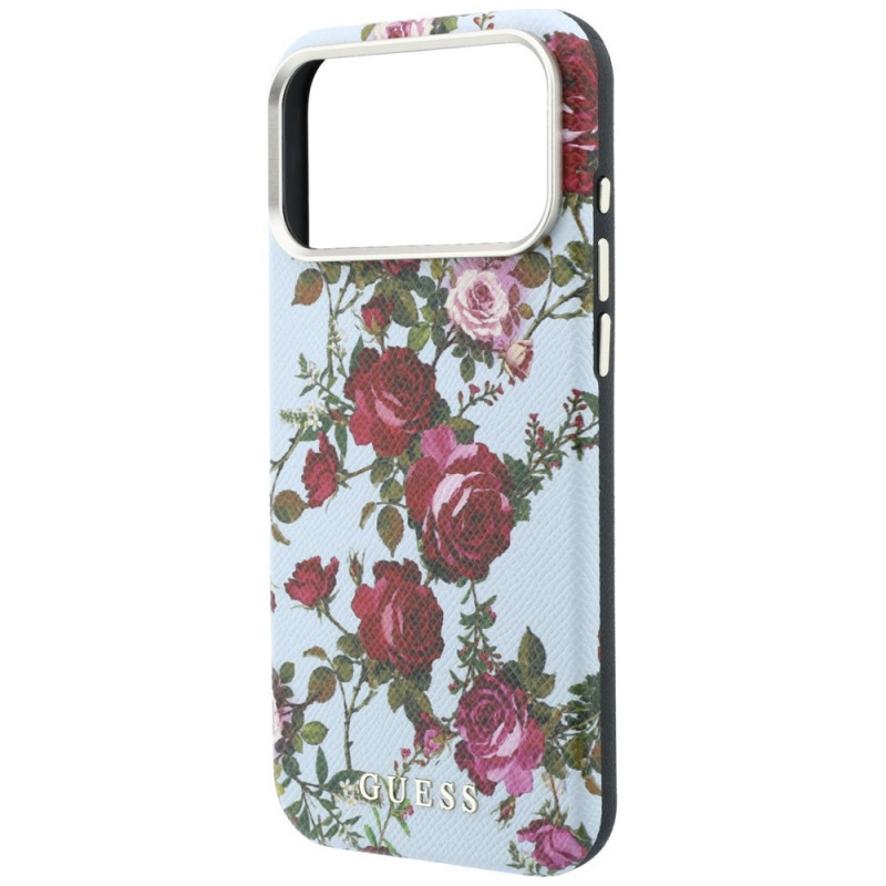 Θήκη MagSafe Guess GUE6026 Blossom Roses Print για Apple iPhone 18 Pro / 17 Pro, μπλε