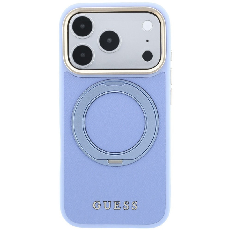 Θήκη Guess Ring Stand 360 Grained Classic Logo MagSafe για Apple iPhone 18 Pro / 17 Pro, γαλάζιο