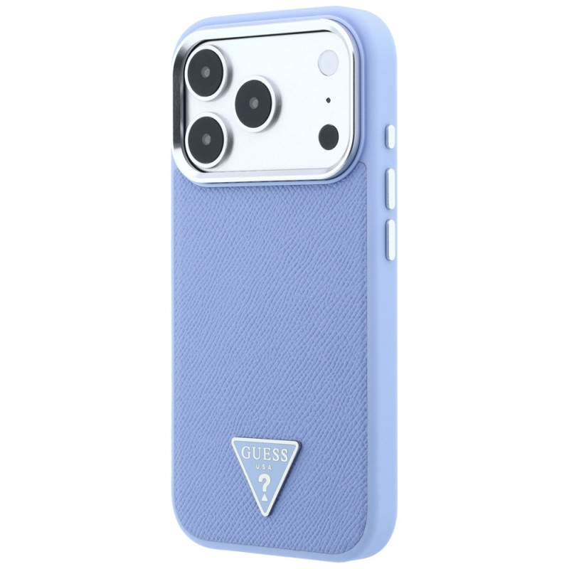 Guess Grained Triangle Logo MagSafe σκληρή θήκη για Apple iPhone 18 Pro / 17 Pro, μπλε