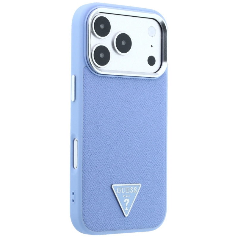 Guess Grained Triangle Logo MagSafe σκληρή θήκη για Apple iPhone 18 Pro / 17 Pro, μπλε