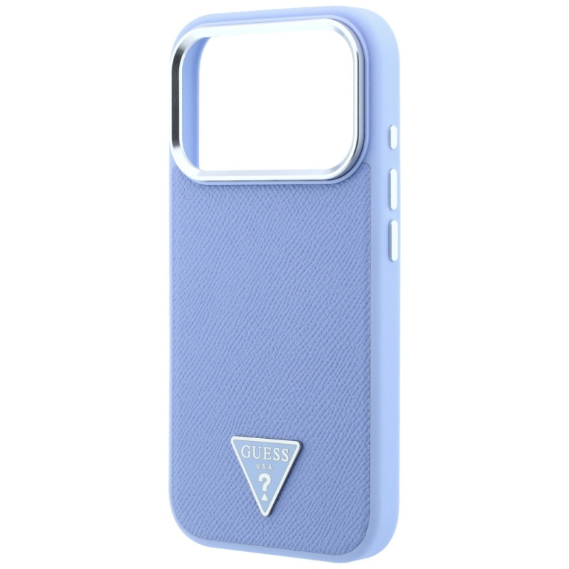 Guess Grained Triangle Logo MagSafe σκληρή θήκη για Apple iPhone 18 Pro / 17 Pro, μπλε