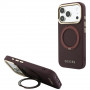 Θήκη Guess Ring Stand 360 Grained Classic Logo MagSafe για Apple iPhone 18 Pro / 17 Pro, βυσσινί