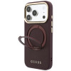 Θήκη Guess Ring Stand 360 Grained Classic Logo MagSafe για Apple iPhone 18 Pro / 17 Pro, βυσσινί