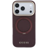 Θήκη Guess Ring Stand 360 Grained Classic Logo MagSafe για Apple iPhone 18 Pro / 17 Pro, βυσσινί