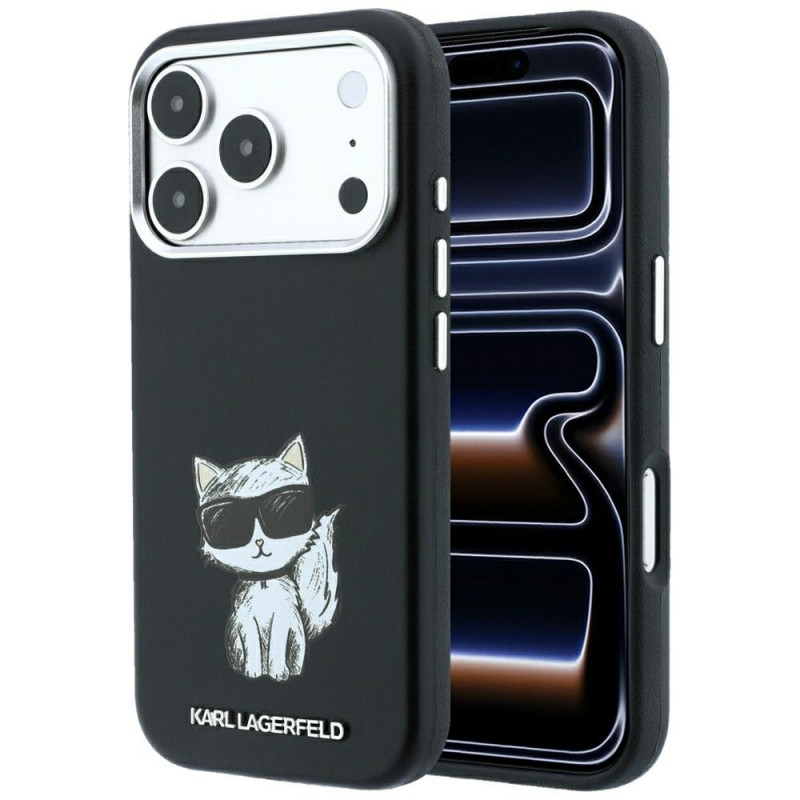 Θήκη Karl Lagerfeld Smooth Choupette Sketch MagSafe για Apple iPhone 18 Pro Max / 17 Pro Max, μαύρη