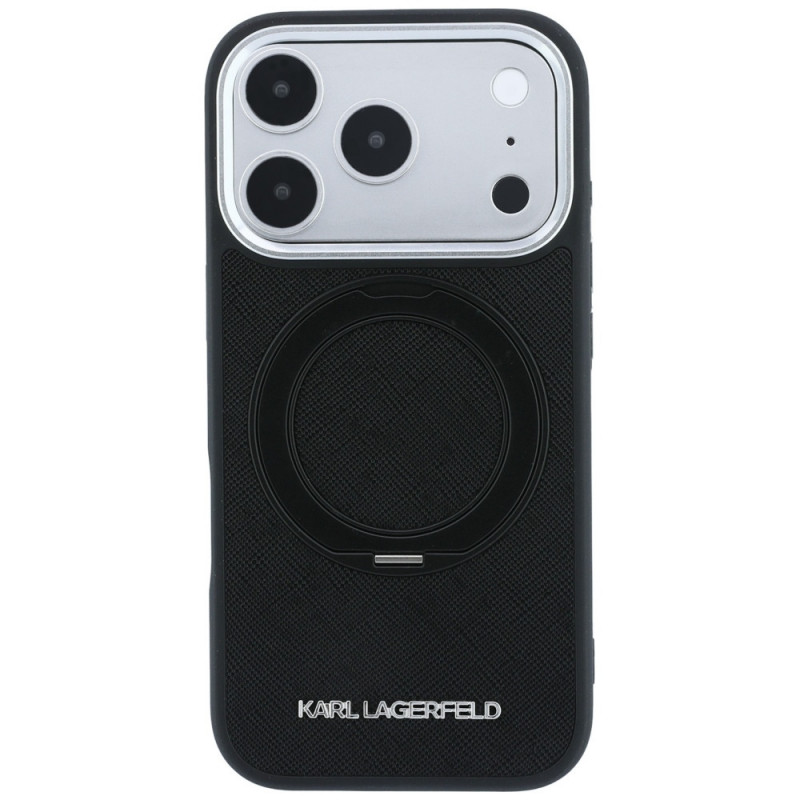 Θήκη Karl Lagerfeld Ring Stand 360 Saffiano Classic Logo MagSafe για Apple iPhone 18 Pro Max / 17 Pro Max, Μαύρη (KF003180)