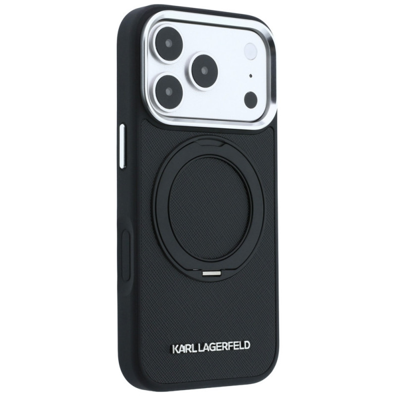 Θήκη Karl Lagerfeld Ring Stand 360 Saffiano Classic Logo MagSafe για Apple iPhone 18 Pro Max / 17 Pro Max, Μαύρη (KF003180)