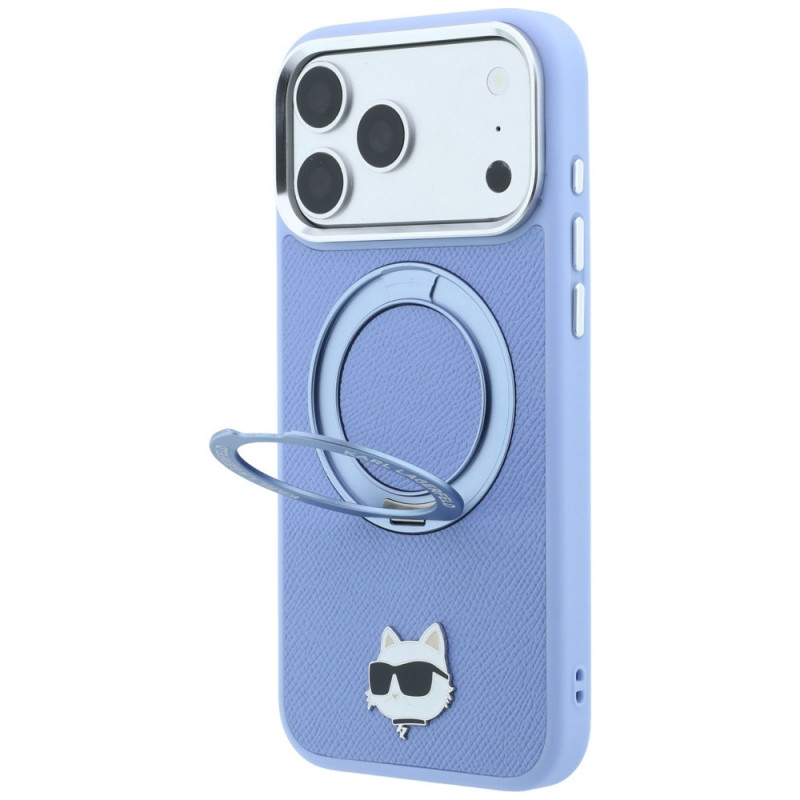 Θήκη Karl Lagerfeld with Ring Stand 360 Choupette Head Pin MagSafe για Apple iPhone 18 Pro Max / 17 Pro Max, γαλάζιο (KF003220)