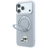 Θήκη MagSafe Karl Lagerfeld με Ring Stand 360 Karl & Choupette Heads Pin για Apple iPhone 18 Pro Max / 17 Pro Max, γκρι