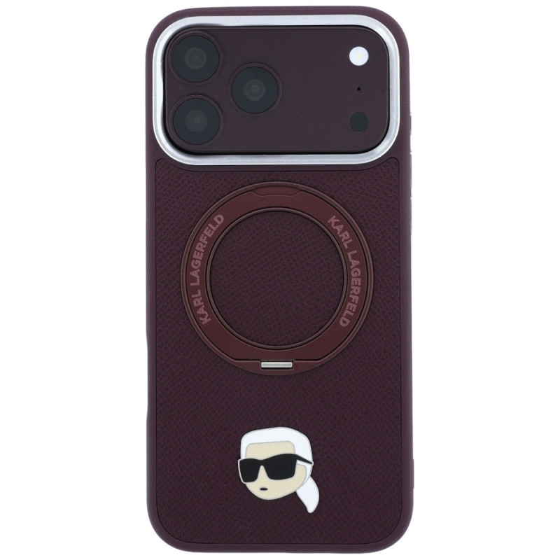 Θήκη Karl Lagerfeld με Ring Stand 360 Karl Head Pin MagSafe για Apple iPhone 18 Pro Max / 17 Pro Max, Burgundy