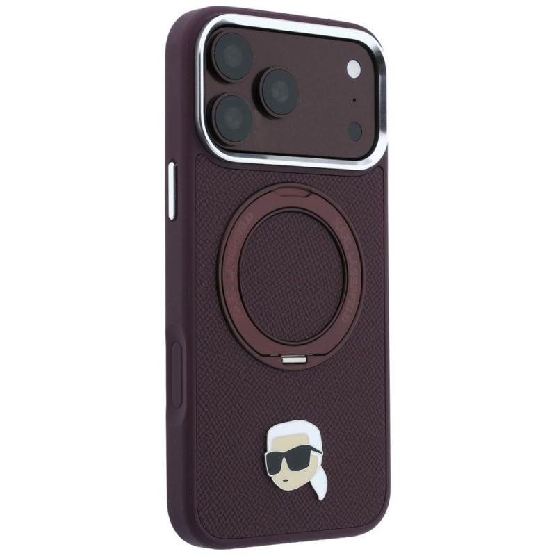 Θήκη Karl Lagerfeld με Ring Stand 360 Karl Head Pin MagSafe για Apple iPhone 18 Pro Max / 17 Pro Max, Burgundy