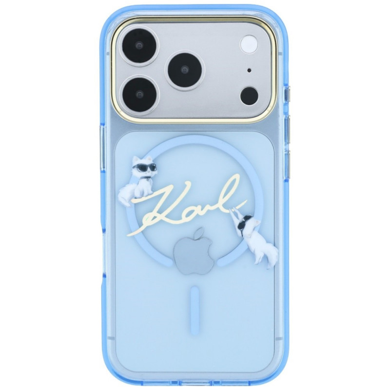 Θήκη MagSafe Karl Lagerfeld Script Logo για Apple iPhone 18 Pro / 17 Pro, γαλάζιο