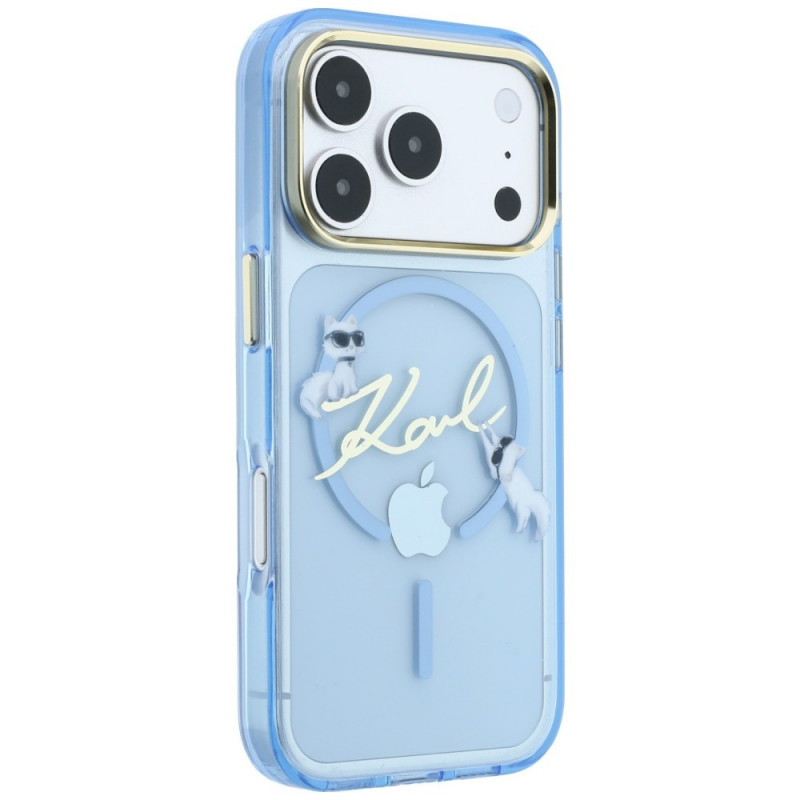 Θήκη MagSafe Karl Lagerfeld Script Logo για Apple iPhone 18 Pro / 17 Pro, γαλάζιο