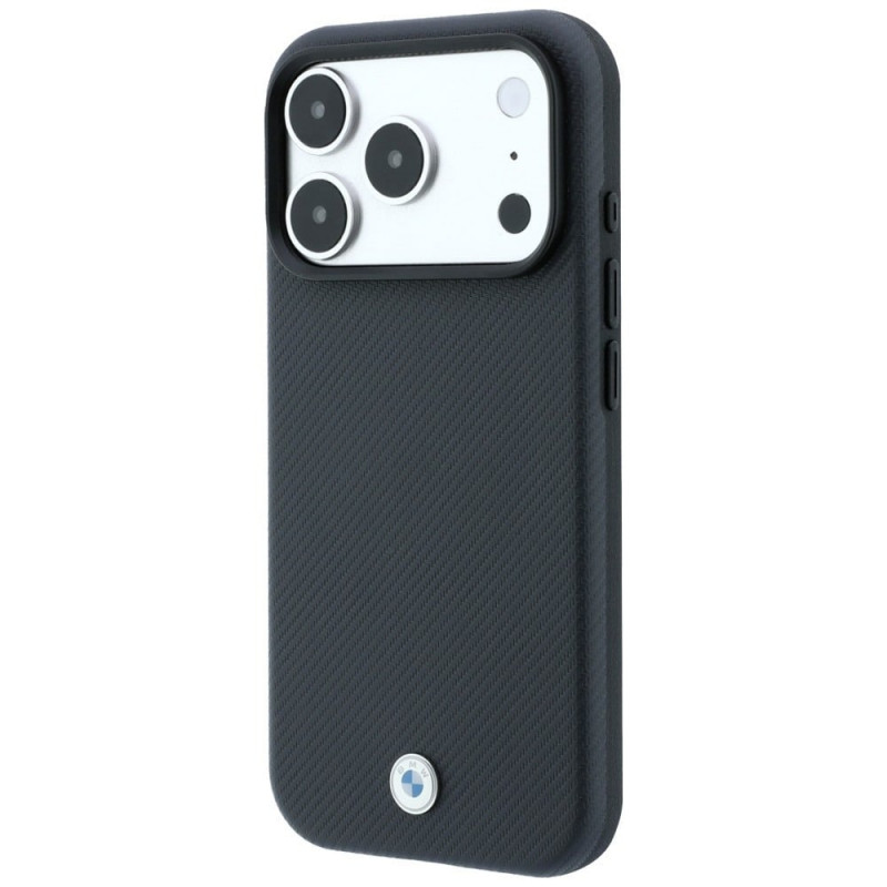 Θήκη BMW Kevlar Metal Logo MagSafe για Apple iPhone 18 Pro / 17 Pro, ανθρακί