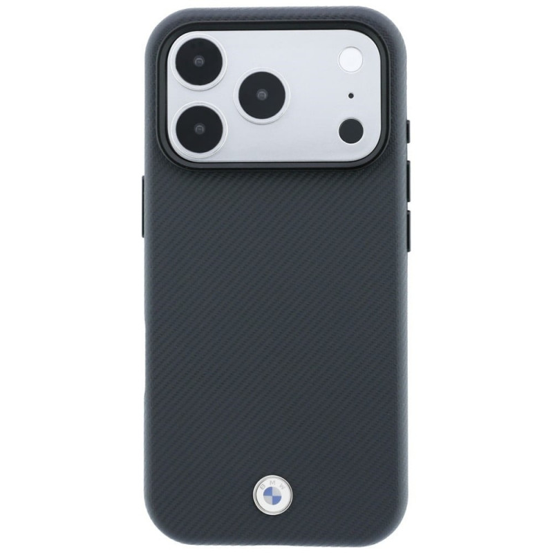 Θήκη BMW Kevlar Metal Logo MagSafe για Apple iPhone 18 Pro / 17 Pro, ανθρακί