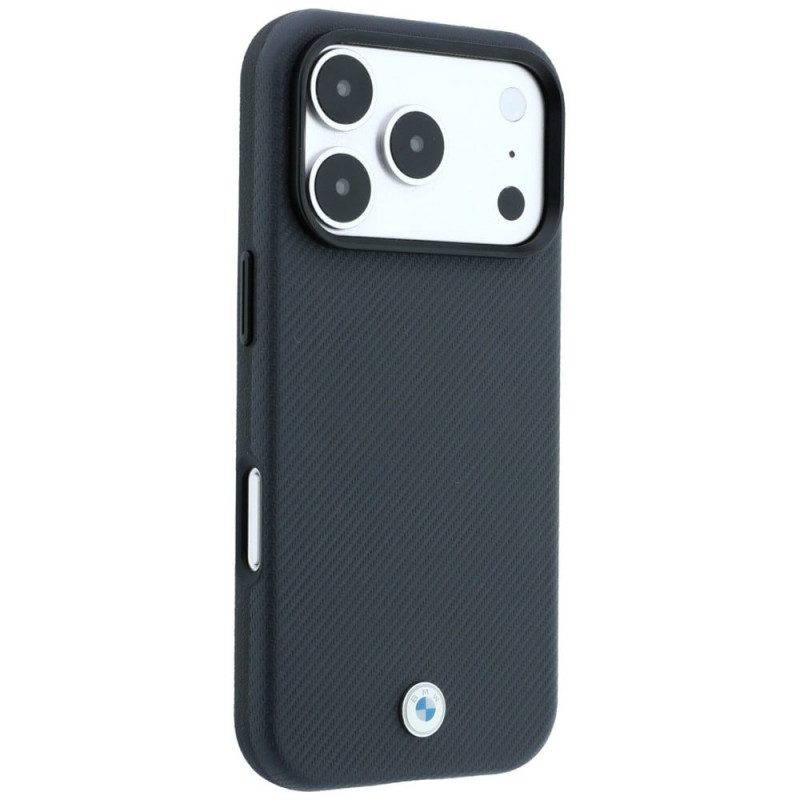 Θήκη BMW Kevlar Metal Logo MagSafe για Apple iPhone 18 Pro / 17 Pro, ανθρακί