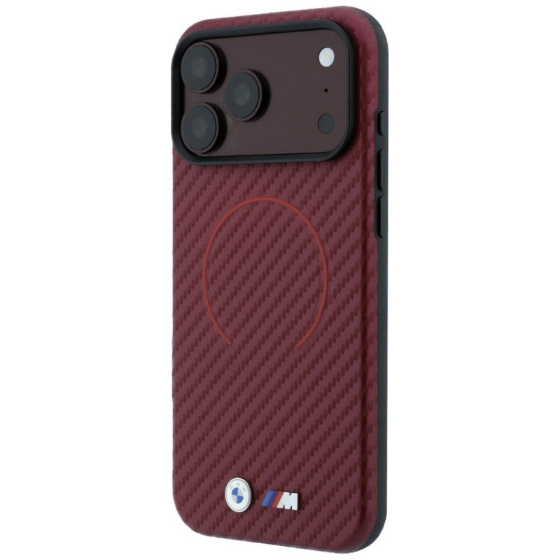 Θήκη BMW M Carbon Printed Ring MagSafe για Apple iPhone 18 Pro / 17 Pro, βυσσινί