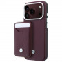 BMW Quilted Pattern Metal Logo Θήκη και Σετ Πορτοφολιού για Apple iPhone 18 Pro / 17 Pro, βυσσινί