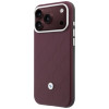 BMW Quilted Pattern Metal Logo Θήκη και Σετ Πορτοφολιού για Apple iPhone 18 Pro / 17 Pro, βυσσινί