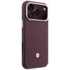 BMW Quilted Pattern Metal Logo Θήκη και Σετ Πορτοφολιού για Apple iPhone 18 Pro / 17 Pro, βυσσινί