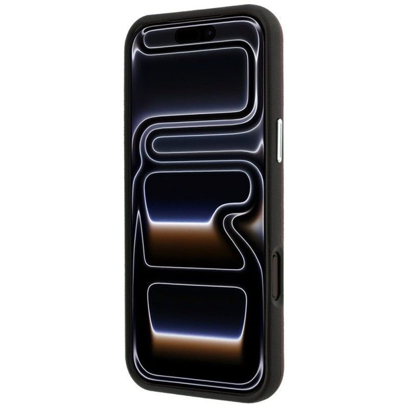 BMW Quilted Pattern Metal Logo Θήκη και Σετ Πορτοφολιού για Apple iPhone 18 Pro / 17 Pro, βυσσινί