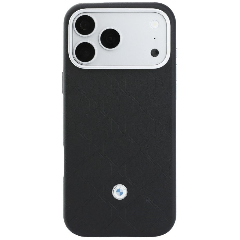 BMW Quilted Pattern Metal Logo θήκη και σετ πορτοφολιού για Apple iPhone 18 Pro Max / 17 Pro Max, μαύρο