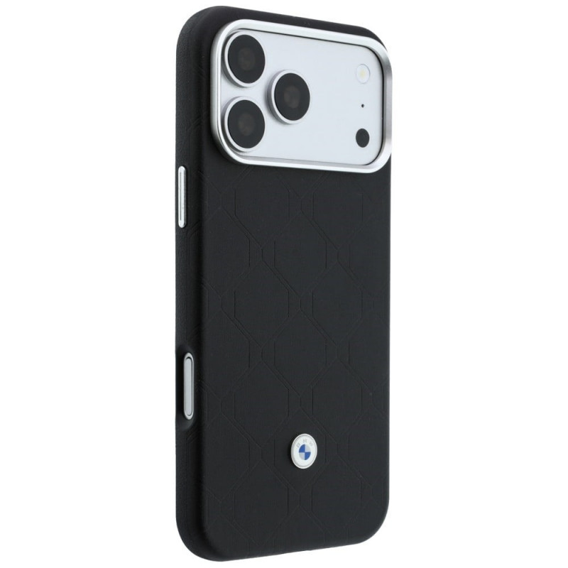 BMW Quilted Pattern Metal Logo θήκη και σετ πορτοφολιού για Apple iPhone 18 Pro Max / 17 Pro Max, μαύρο