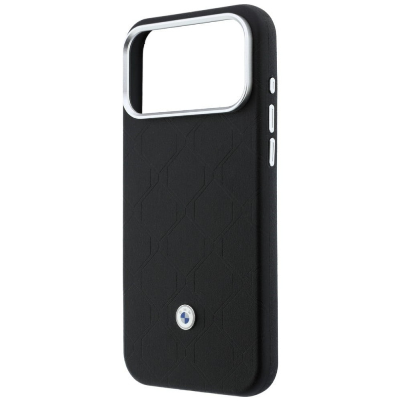 BMW Quilted Pattern Metal Logo θήκη και σετ πορτοφολιού για Apple iPhone 18 Pro Max / 17 Pro Max, μαύρο