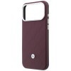 BMW Quilted Pattern Metal Logo Θήκη και Σετ Πορτοφολιού για Apple iPhone 18 Pro Max / 17 Pro Max, βυσσινί