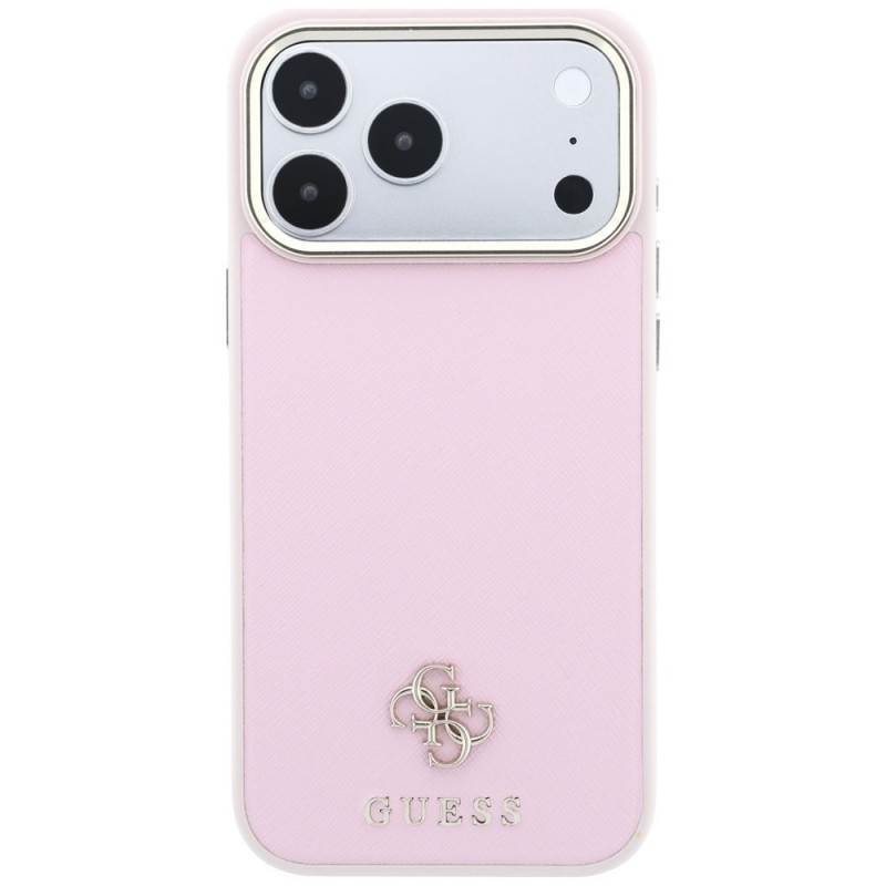 Θήκη Guess Saffiano Small 4G & Classic Logo MagSafe για Apple iPhone 18 Pro / 17 Pro, ροζ