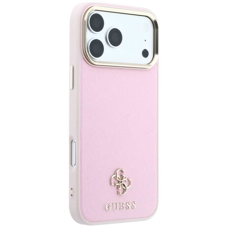 Θήκη Guess Saffiano Small 4G & Classic Logo MagSafe για Apple iPhone 18 Pro / 17 Pro, ροζ