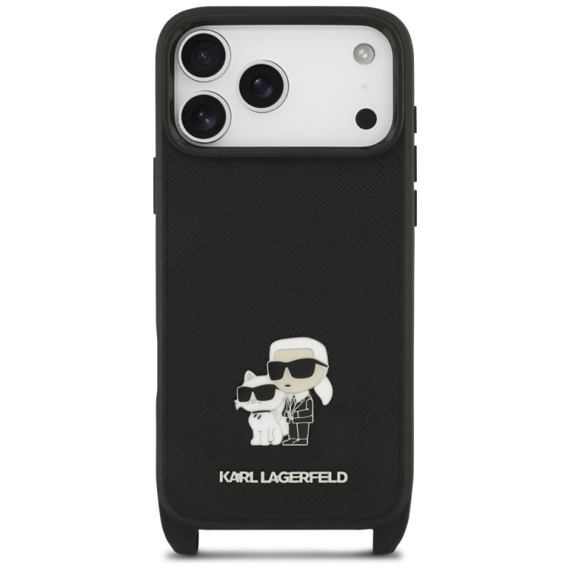 Θήκη Karl Lagerfeld Saffiano Karl&Choupette Metal Pin CBDY Strap για Apple iPhone 18 Pro Max / 17 Pro Max, μαύρη