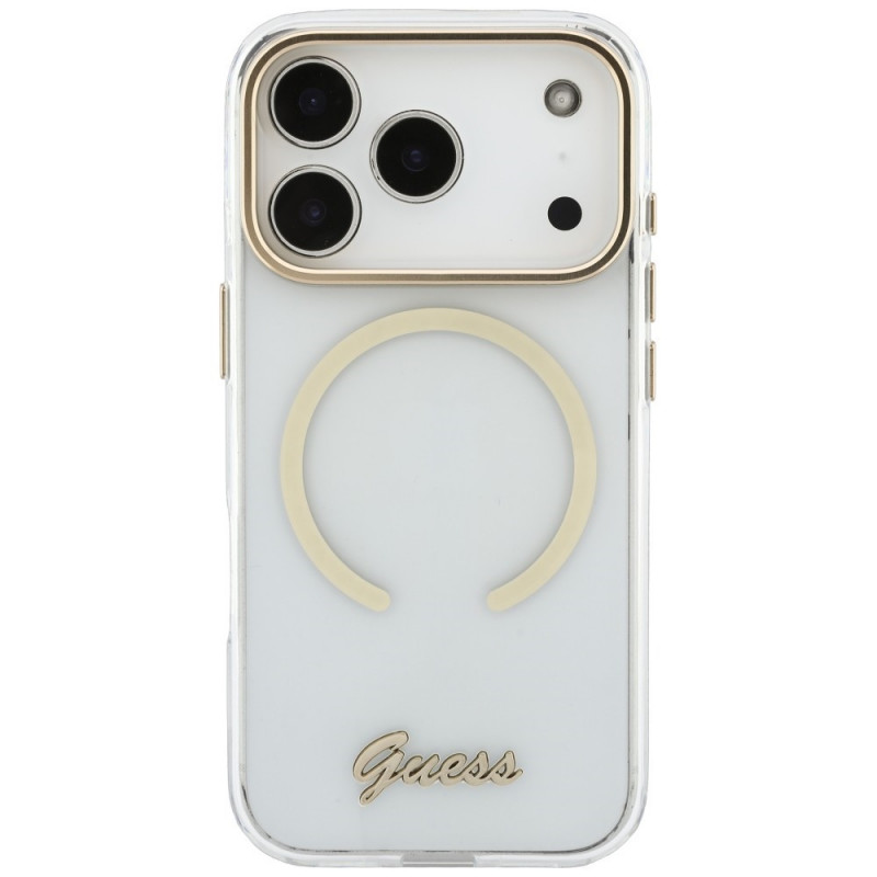Θήκη Guess IML Script Metal MagSafe για Apple iPhone 18 Pro Max / 17 Pro Max, διαφανής