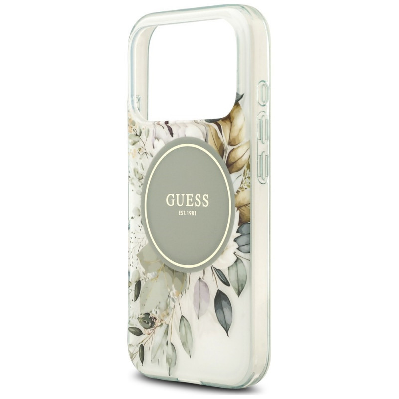 Θήκη Guess IML Flower & Tonal Circle MagSafe για Apple iPhone 18 Pro / 17 Pro, πράσινη