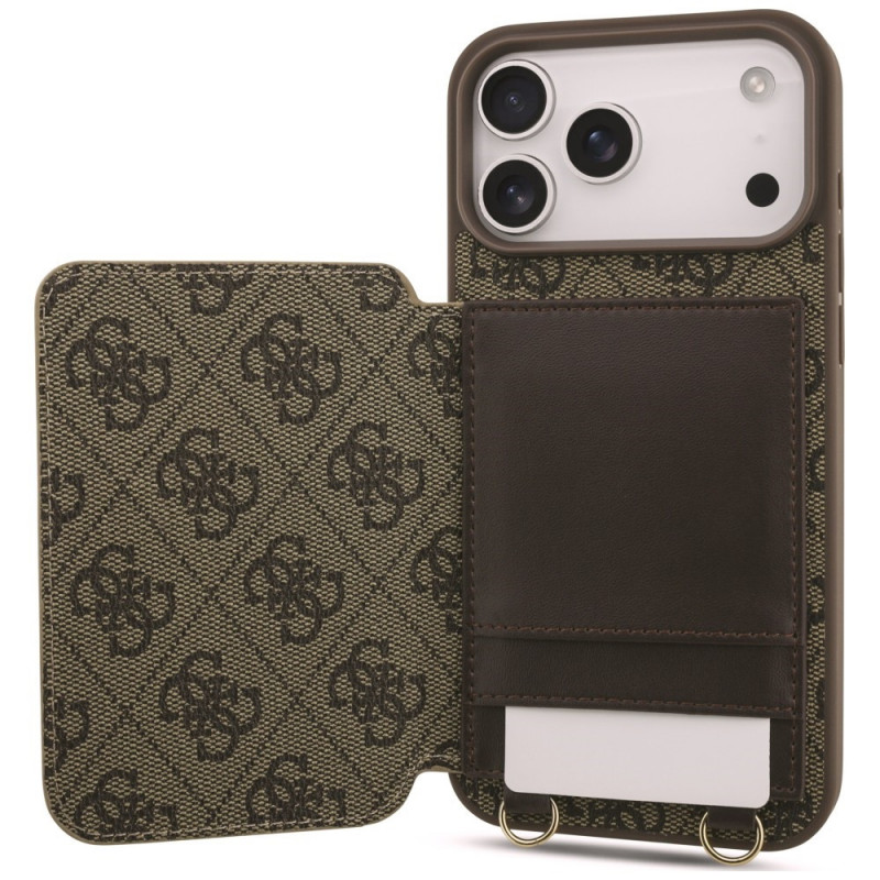 Θήκη crossbody Guess 4G Cardslots & Magnetic Closure για Apple iPhone 18 Pro / 17 Pro, καφέ