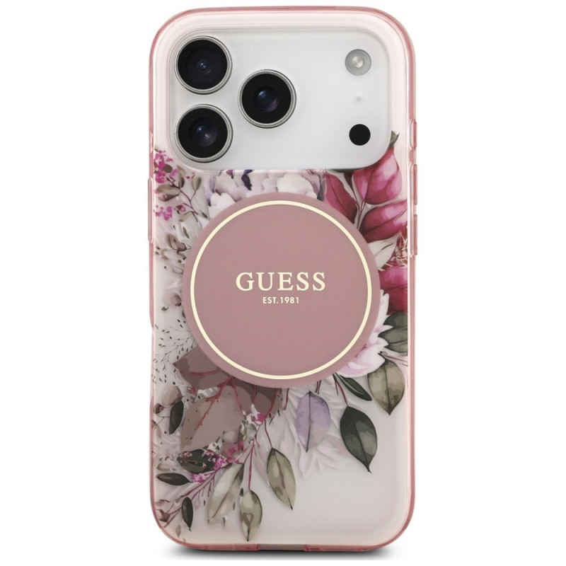 Θήκη Guess IML Flower & Tonal Circle MagSafe για Apple iPhone 18 Pro Max / 17 Pro Max, ροζ